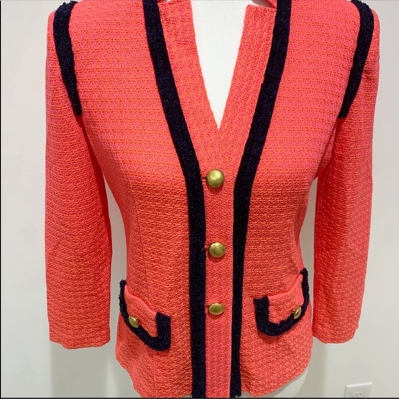 Misook coral gold buttons knit blazer jacket XSP - Picture 2 of 7